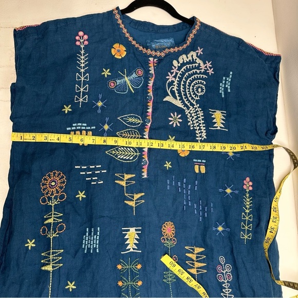 Johnny Was Biya Embroidered linen Blue Tunic dress size XL NWT - Picture 5 of 15